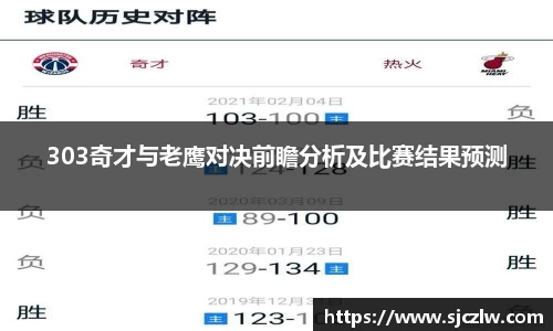 303奇才与老鹰对决前瞻分析及比赛结果预测